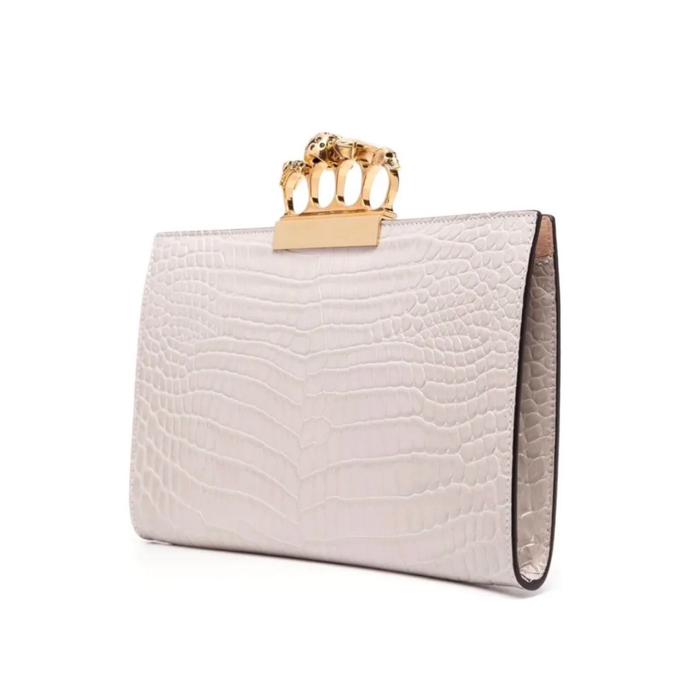 Alexander McQueen
Skull Four-Ring Croc-Embossed Clutch
